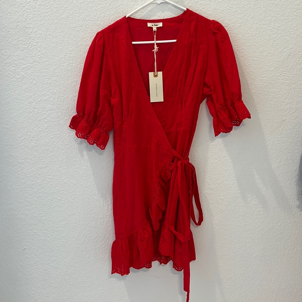 NWT eyelet Red Cross body dress